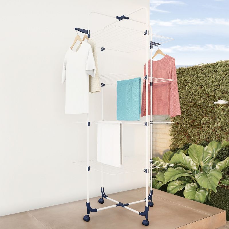 Clothes Drying Rack - 4-Tiered Laundry Station with Collapsible Shelves and Wheels for Folding, Sorting and Air Drying Garments by Hastings Home, 3 of 6