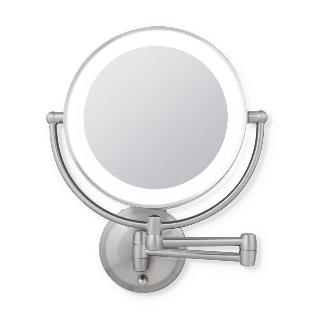 Photos - Makeup Brush / Sponge 11" Round LED Wall Mount Powered by Battery or Adaptor Makeup Mirror Satin