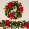 Barton 24" Christmas Wreath Red & Gold w/Ornaments Pre-Lit White LED Door - 3 of 4