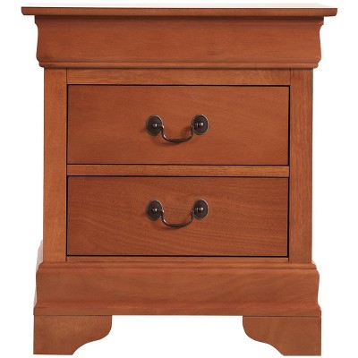 Vynxaria Classic Design Elegant Oak Nightstand - 24"Hx22"Wx16"D, Warm Oak Finish, No Assembly Required, Durable Bedroom Furniture