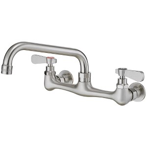 BWE Double Handles Wall Mount Modern Standard Kitchen Faucet With 8 Inch Swivel Spout 8" Center - 1 of 4