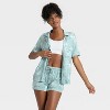 Women's Cloud Knit Short Sleeve Notch Collar Shirt and Shorts Pajama Set - Auden™ - 3 of 4