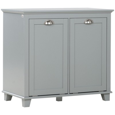 Munora 30" Gray Tilt-Out Laundry Sorter Cabinet - Two-Compartment Bathroom Storage with Anti-Tip Design