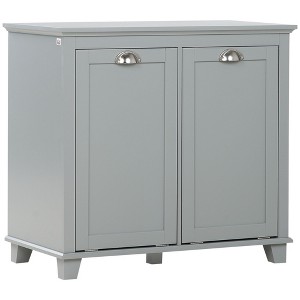 Munora 30" Gray Tilt-Out Laundry Sorter Cabinet - Two-Compartment Bathroom Storage with Anti-Tip Design - 1 of 4