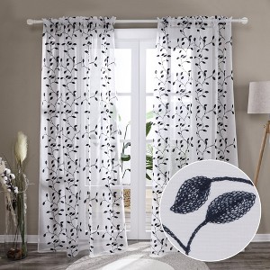Deconovo Sheer Embroidered Floral Curtains Pair (2 Panel) - 1 of 4