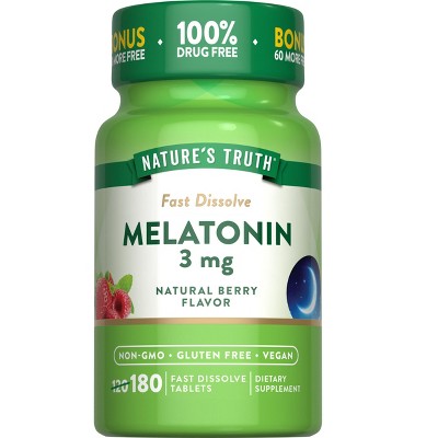 Nature's Truth Melatonin 3mg | 180 Fast Dissolve Tablets | Natural Berry Flavor