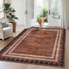 Washable Geometric Bordered Living Room Rugs, Contemporary Non Slip Low Pile Bedroom Carpet, Stain Resistant Dining Room Rugs - 3 of 4
