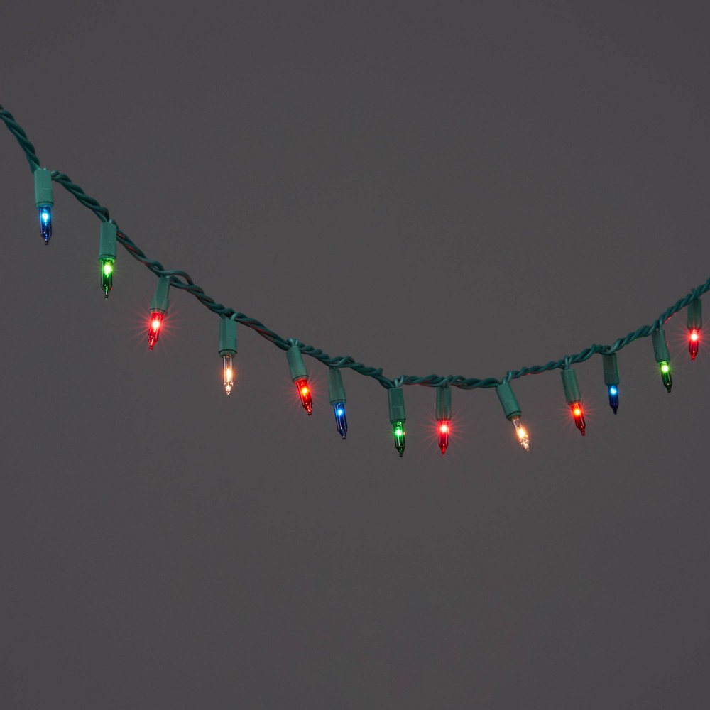 100ct Incandescent Smooth Mini String Lights Multicolor with Green Wire - Wondershop