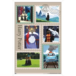 Trends International The Wizarding World: Harry Potter - Stamps Collage Framed Wall Poster Prints - 1 of 4