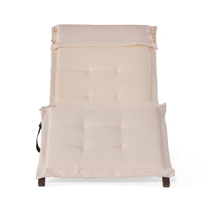 Sonora Wood Patio Folding Lounger with Cushion: Acacia Frame, Water-Resistant, UV-Resistant - Christopher Knight Home