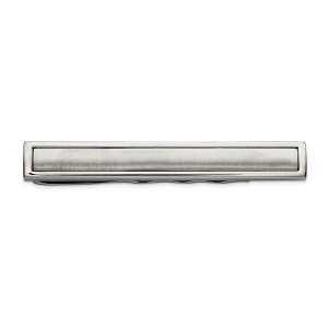 Black Bow Jewelry Titanium Brushed and Polished Tie Bar, 7 x 57mm - 1 of 3