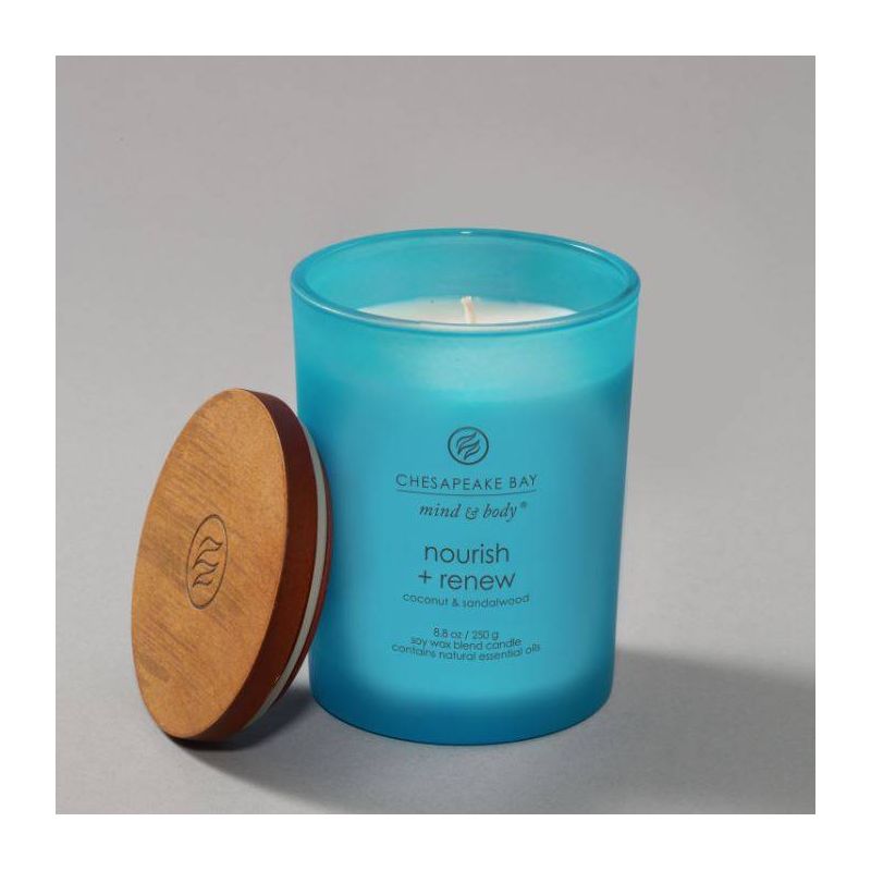 Frosted Glass Nourish + Renew Lidded Jar Candle Light Blue - Mind & Body by Chesapeake Bay Candle, 2 of 9