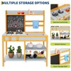 Kids Mud Kitchen with Blackboard, Pretend Play Set with Storage Shelves, Sink, Stove Top, Faucet - 4 of 4