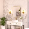 Keonjinn Metal Framed Gold Rectangular Framed Recessed/Surface Mount Medicine Cabinet with Mirror,Gold,21"x27" - 2 of 4