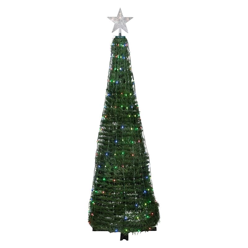 Northlight 6' Green Color Changing Multiple Function Pop Up Artificial Outdoor Christmas Tree, 1 of 9