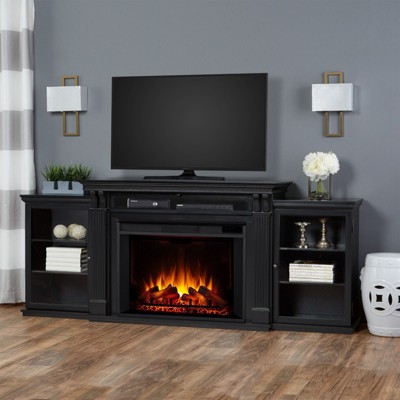 Tracey 84" Black Wood Electric Fireplace TV Stand