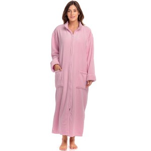 ADR Women's Zip Up Robe Fleece Soft Warm Plush Oversized Zipper Bathrobe - 1 of 3
