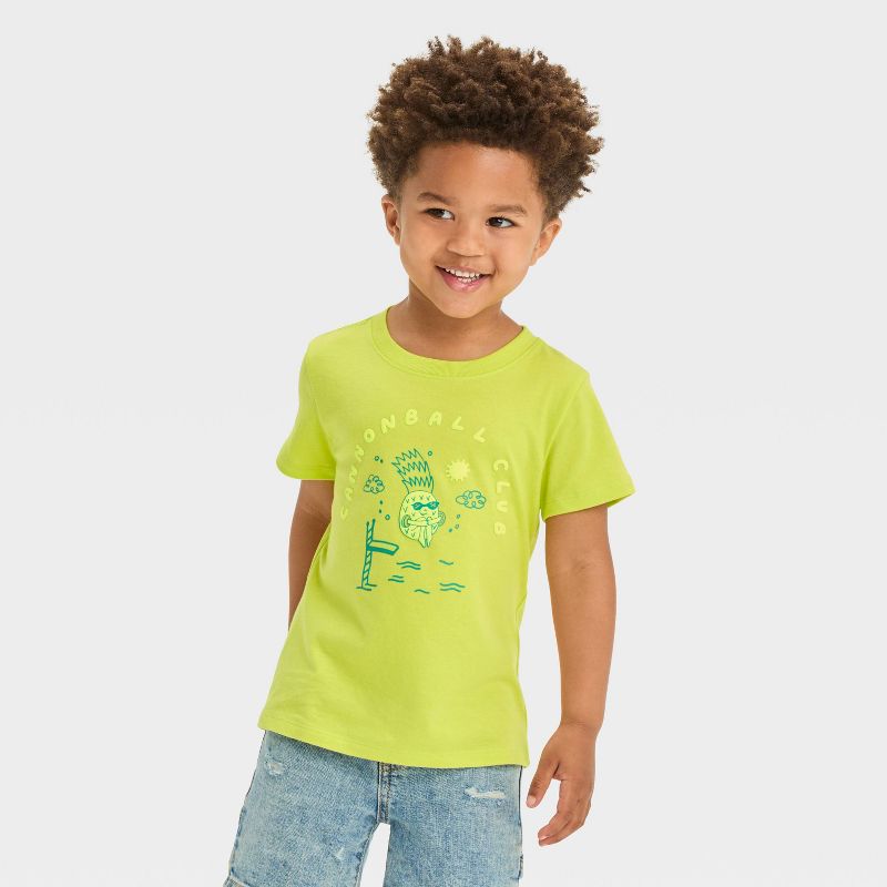 Toddler Boys&#39; Short Sleeve Cannonball Club Graphic T-Shirt - Cat &#38; Jack&#8482; Green, 1 of 5