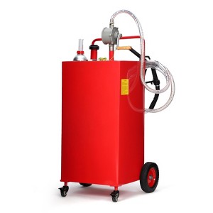 Fuel Tank with Pump, Heavy Duty Gas Caddy Transfer Tank with Wheels & Hose - 1 of 4