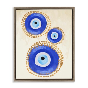 Stupell Industries Round Blue Evil Eye Pattern Floating Frame Canvas Art - 1 of 4