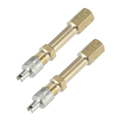 Unique Bargains Brass Auto Tire Valve Extension Adaptor Air Tyre Stem Extender Inflation Stright Bore for Car Gold Tone 2 Pcs