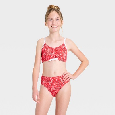 Детские купальники Art Class Girls' Paisley Bikini Sarong Set - art class™ Red L — фото 3