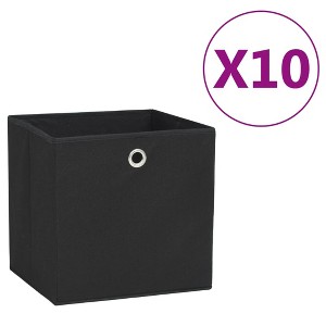 vidaXL Storage Boxes 10 pcs Non-woven Fabric 11"x11"x11" Black - 1 of 4