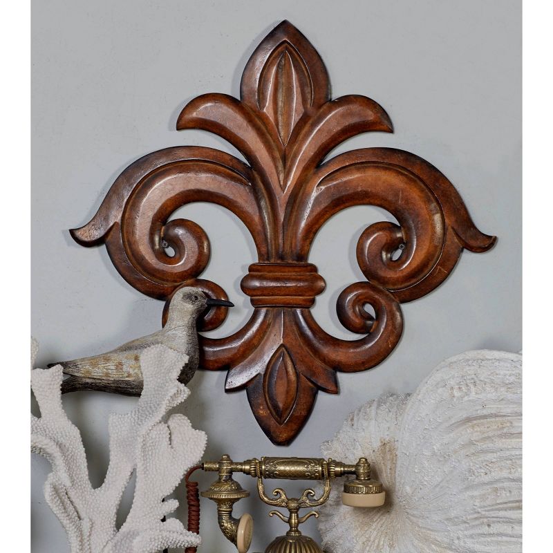 Wooden Fleur De Lis Carved Wall Decor - Olivia & May, 1 of 9
