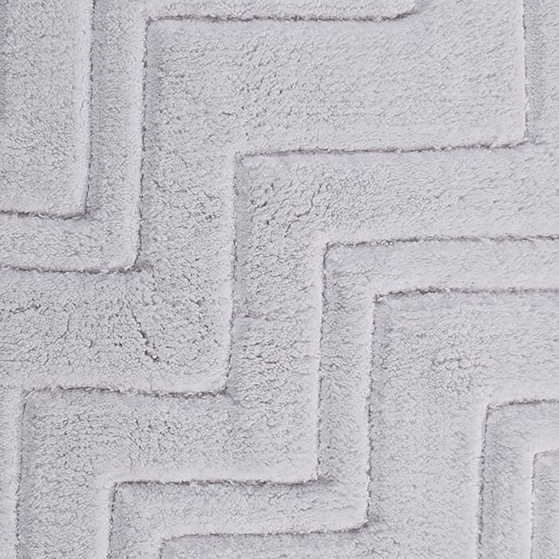 Zig Zag Pattern Cotton Non-Skid Back Bath Rug 24" x 40" White by Castle Hill London, 3 of 4