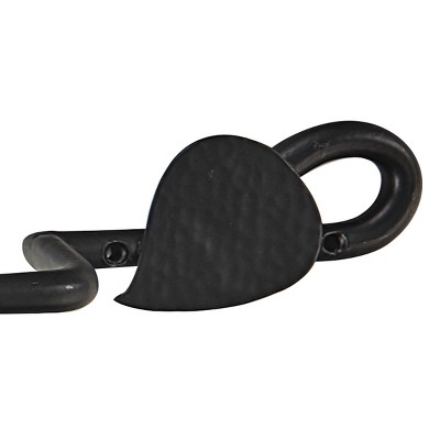 Black Hammered Leaf 26" Iron Wall Mounted Towel Bar
