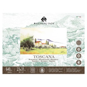 Magnani 1404 Toscana Rough 100% Cotton Watercolor Paper Block, 10 Sheets, 300 lb, Acid-Free, UV Resistant, Vegan Sized Water Color Paper for Artists, - 1 of 4