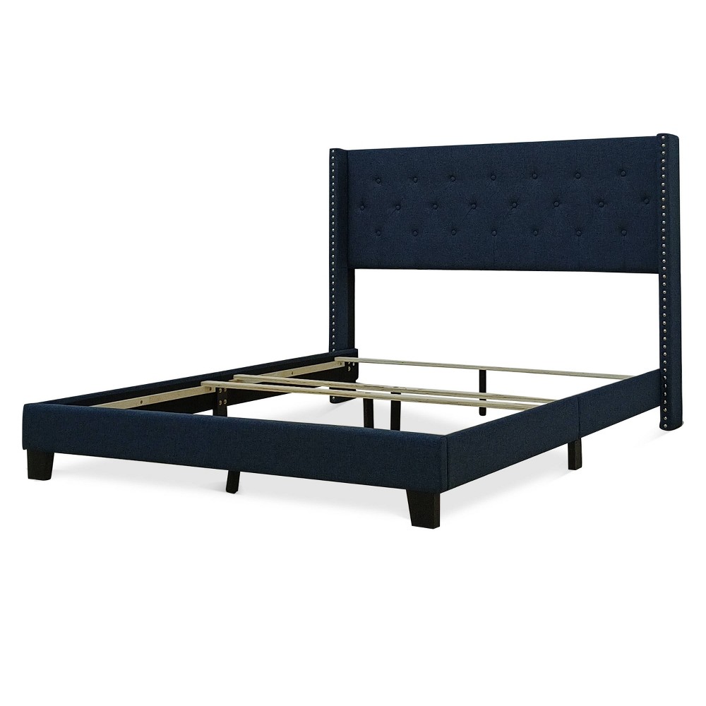 home design king homer panel bed black faux leather