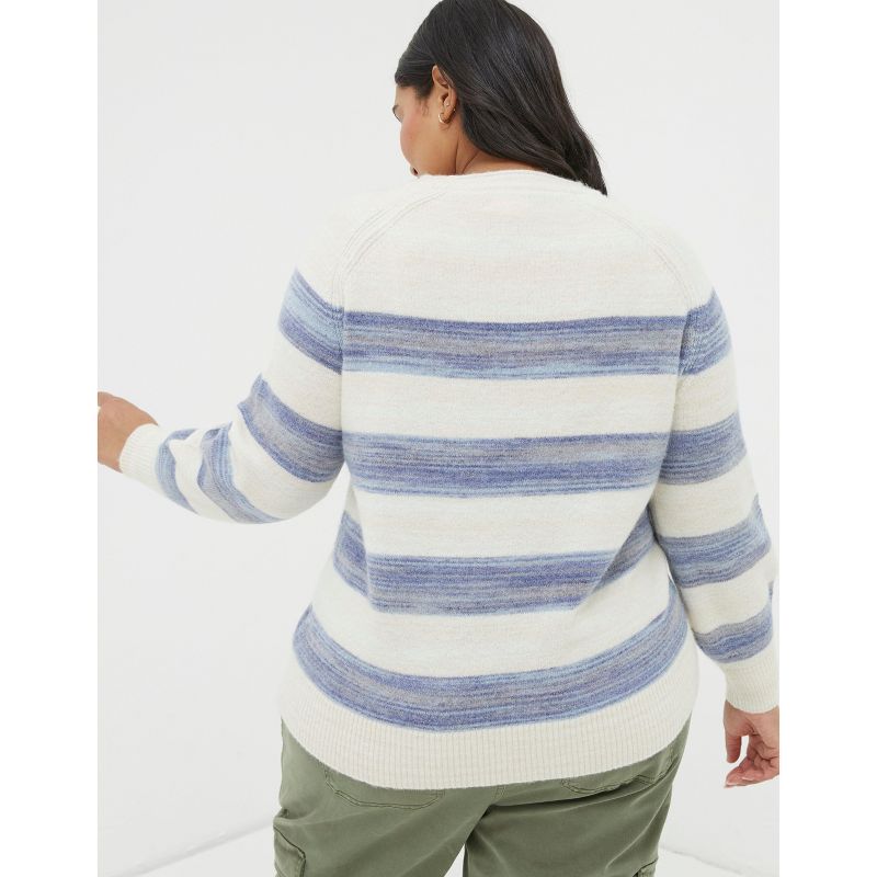 Fatface Women's Plus Size Denim Ombre Stripe Sweater, 2 of 4