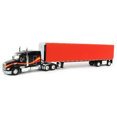 First Gear DCP 1/64 Black & Red Peterbilt 579 Sleeper w/ 53' Utility Roll Tarp Trailer 60-1610