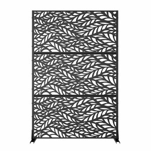 Lirago Outdoor Privacy Screen Privacy Fence Fence Panels Metal Garden Fencing-72"x47" Black - 1 of 4