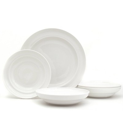 5pc Ceramic Essentials Pasta and Serve Bowl Set White - Euro Ceramica