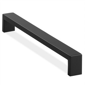 Cauldham Solid Stainless Steel Cabinet Hardware Square Pull Matte Black (8-3/4" Hole Centers) - 10 Pack - 1 of 4