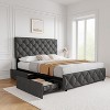 Tackview Bed Frame with 4 Storage Drawers and Headboard, Linen Upholstered Platform Bed Frame with Wooden Slats Support - 2 of 4