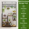 7-Tier Indoor Plant Shelf with Grow Lights & Hanging Hooks, Tall Metal Plant Stand for Bonsai, Flowers, and Decor, Balcony & Living Room Organizer - 3 of 4