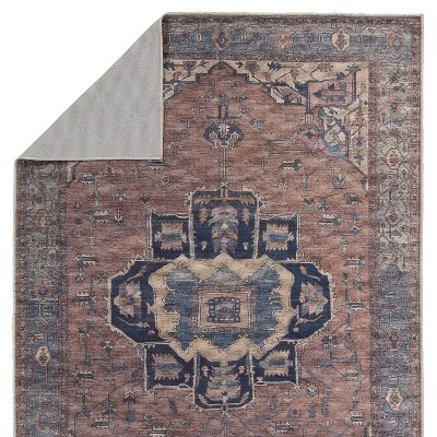 Barrymore 4' x 6' Blue Synthetic Medallion Area Rug