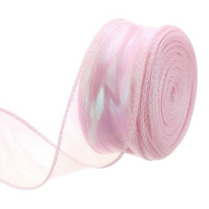 Unique Bargains Gift Wrapping Wide Sheer Wired Pastel Shimmer Iridescent Chiffon Ribbons 1 Pc - 1 of 4