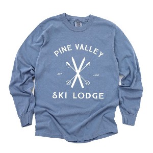 Simply Sage Market Women's Pine Valley Ski Lodge Long Sleeve Garment Dyed Tee - 1 of 4