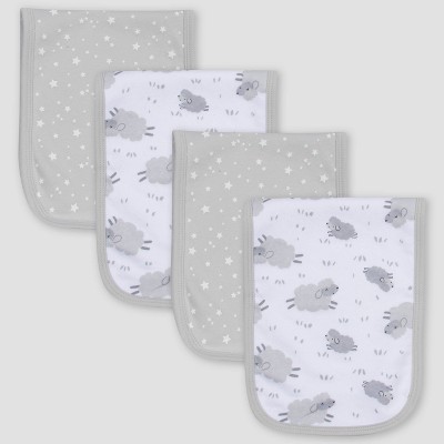 Gerber Baby 4pk Lamb Burp Cloth - White/Gray