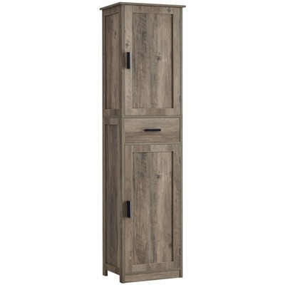 USIKEY 67"Tall Storage Cabinet, Bathroom Cabinet with 4 Shelves & 2 Doors, Narrow Tall Cabinet, Floor Cabinet for Living Room, Rustic Oak