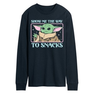 Men's - Star Wars - The Mandalorian Grogu The Way To Snacks Long Sleeve Graphic T-Shirt - 1 of 4
