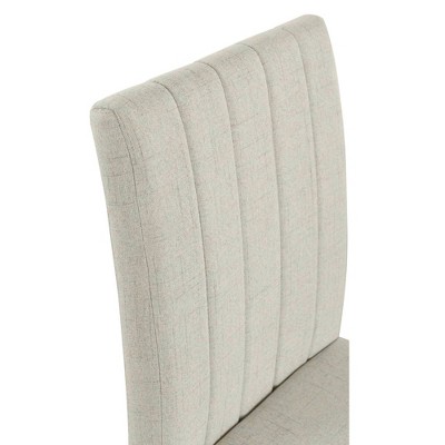 Light Taupe Upholstered Parsons Side Chair with Wood Base