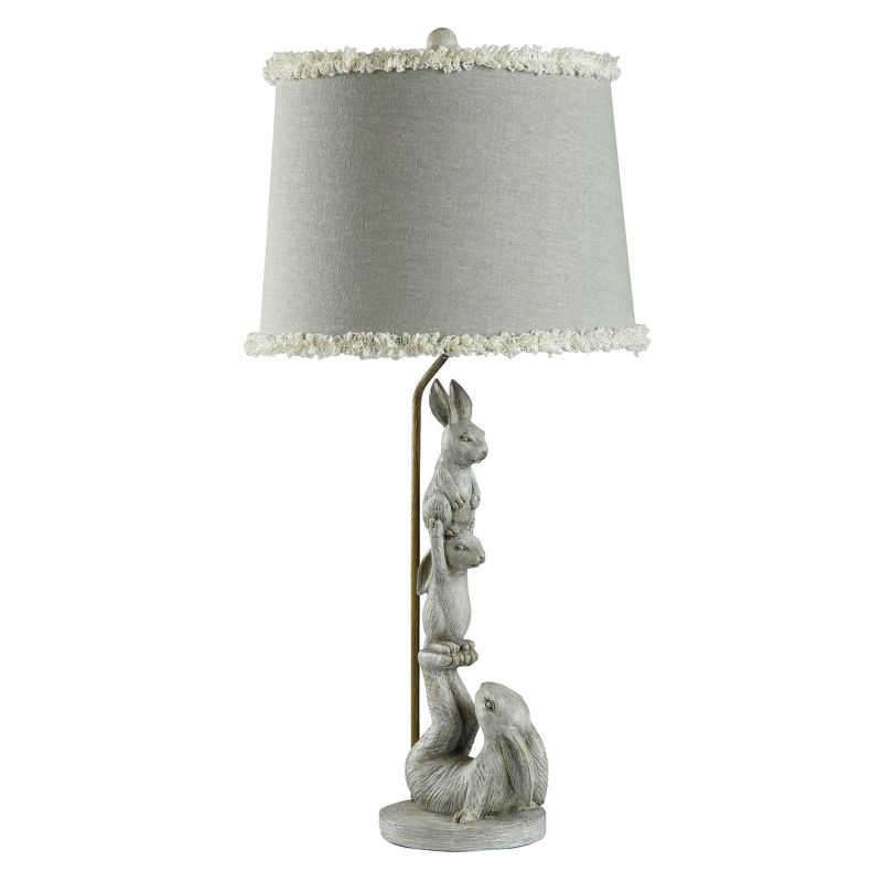 Chrysta Cream Table Lamp Charming Bunnies with Ruffle Trimmed Shade - StyleCraft, 3 of 7