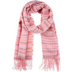 INSPIRE CHIC Women's Colorful Plaid Blended Cashmere Fringe Winter Warm Scarves 1Pc - 1 of 4