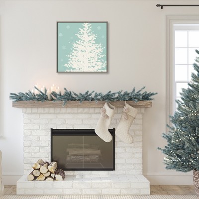 Winter Evergreen Tree Framed Canvas Wall Art Print