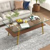 Vynxaria Series 15.35 in. Transparent Rectangular Glass End Table with Tempered Glass Top and Brown MDF Layer - 2 of 4